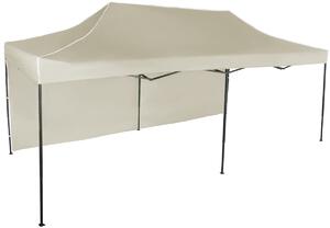 Pavilion de grădină 3x6m – din oțel, 1 perete lateral, Bej