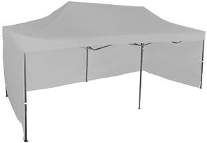 Pavilion de grădină 3x6m – din oțel, 3 pereţi laterali, Gri / antracit
