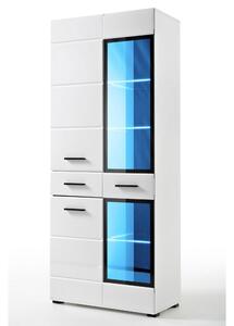 Vitrina LAUREN SV, alba, PAL/MDF, cu iluminare LED, 75X41X185 cm