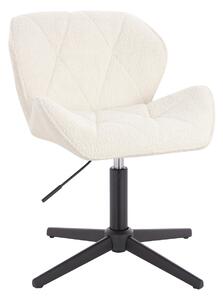 HR111CROSS Scaun Crem Boucle cu Bază Neagră