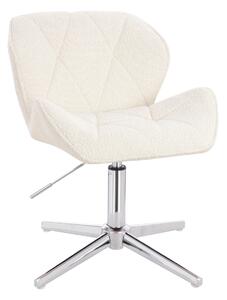 HR111CROSS Scaun Crem Boucle cu Bază Cromata