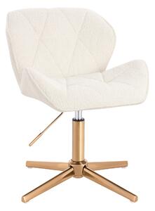 HR111CROSS Scaun Crem Boucle cu Bază Aurie