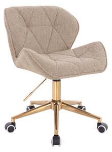 HR111K Scaun Latte Boucle cu Bază Aurie