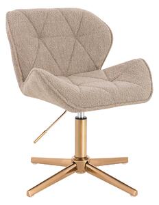 HR111CROSS Scaun Latte Boucle cu Bază Aurie