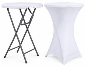 Set - măsuță de cocktail pentru catering 80 x 110 cm + husă albă