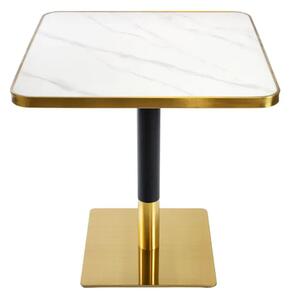 Masă de cafea/bar din marmură albă cu detalii aurii ARP608 70x70cm pătrată