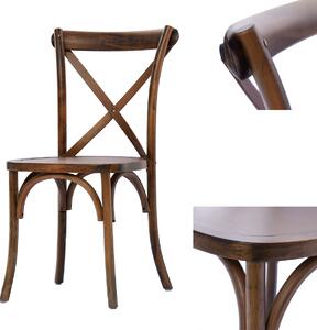 Scaun Boho rustic din lemn - maro inchis