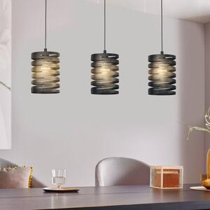 Cremella lampă suspendată, lungime 94 cm, negru, 3 lumini, oțel