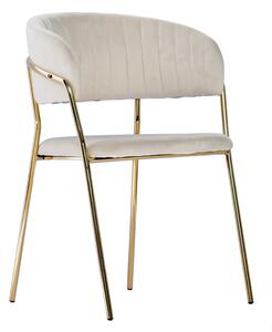 Scaun din velur Glamour VELVET cu picioare aurii - bej