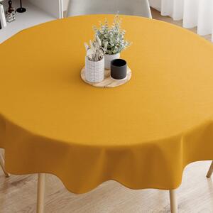 Goldea față de masă decorativă loneta - muştar - rotundă Ø 140 cm