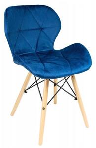 Scaun stil scandinav, velur, lemn, albastru, 46x50x73 cm