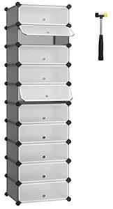 Set 10 cuburi din plastic pentru depozitare, Songmics, Gri, 43x31x173 cm