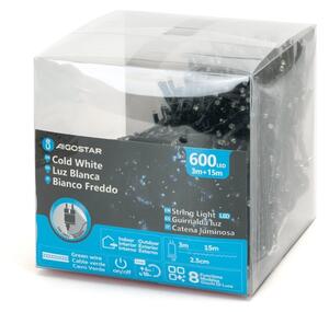 Aigostar - Ghirlandă LED de exterior pentru Crăciun, 600 LED, 8 moduri, 18 m, IP44, alb rece