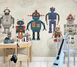 Fototapet Grup de roboți cu ecuații matematice, Fototapet copii, Fototapet populare, u46535 - Tapeko.ro