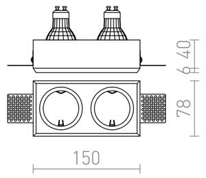 Plafonieră încastrată QUO 2xGU10/35W/230V RED-Design Rendl-R12900