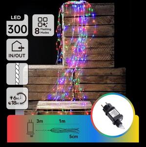 Aigostar - Instalație luminoasă de Crăciun LED pentru exterior, 300 LED/8 funcții, 4 m, IP44, multicolor