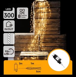 Aigostar - LED ghirlandă de Crăciun pentru exterior 300xLED/8 funcții 4m IP44 alb cald