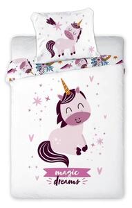 Cearșafuri de bumbac pentru pat cu unicorn 2 părți: 1 bucată 100 x 135 cm + 1 bucată 40 x 60 cm