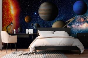 Fototapet Planete în spațiu cu stele și o stea strălucitoare, Fototapet designer, Fototapet populare, u52640 - Tapeko.ro