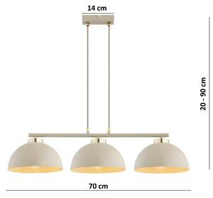 Brilagi - Lustră suspendată pe cablu MOON 3xE27/60W/230V bej/auriu