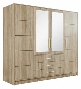 Dulap Dortivu, Argint, Stejar Sonoma, 200x196x58cm, 174 kg, Uși dulap: Cu balamale, Numărul de rafturi: 8, Numărul de rafturi: 8