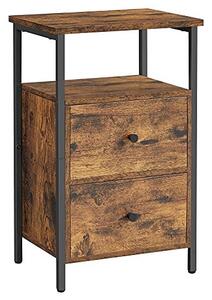 Noptiera Model Tanner, Negru/Maro rustic, 38x28x60cm