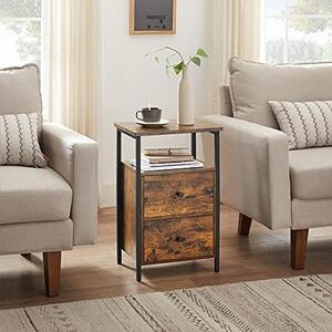 Noptiera Model Tanner, Negru/Maro rustic, 38x28x60cm