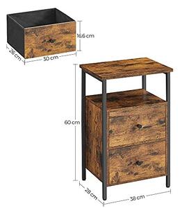 Noptiera Model Tanner, Negru/Maro rustic, 38x28x60cm