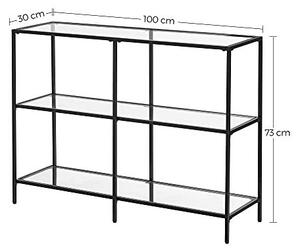 Consola Model McGee, Negru, 100x30x73 cm, blat sticla securizata
