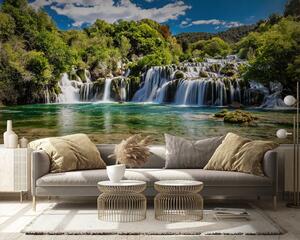 Fototapet Parcul Național Krka înconjurat de copaci și un cer albastru, Fototapet natură, Fototapet populare, u55775 - Tapeko.ro