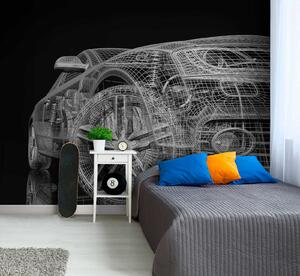 Fototapet Model de mașină cu un wireframe în față, Fototapet copii, Fototapet populare, u55785 - Tapeko.ro