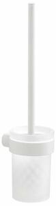 Perie de toaletă GEDY PI330302 Pirenei suspendată, alb mat / sticlă albă