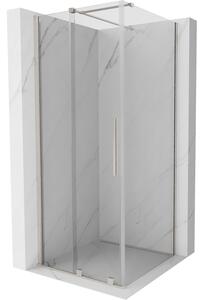 Mexen Velar, cabină de duș cu ușă glisantă 100 x 100 cm, sticlă transparentă de 8 mm, oțel periat, 871-100-100-01-97