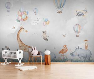 Fototapet Perete mural de animale și baloane, Fototapet copii, Fototapet populare, u59757 - Tapeko.ro