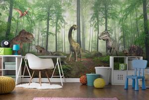 Fototapet Grup de dinozauri într-o pădure, Fototapet copii, Fototapet populare, u60039 - Tapeko.ro