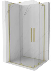 Mexen Velar L Duo, cabină de duș cu ușă glisantă 90 x 80 cm, sticlă transparentă de 8 mm, auriu mat, 871-090-080-02-03-55