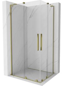 Mexen Velar L Duo, cabină de duș cu ușă glisantă 90 x 80 cm, sticlă transparentă de 8 mm, auriu lucios, 871-090-080-02-03-50