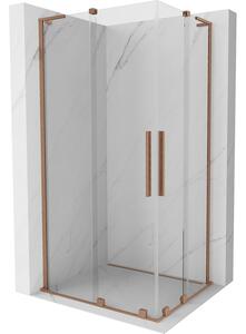 Mexen Velar L Duo, cabină de duș cu ușă glisantă 90 x 80 cm, sticlă transparentă de 8 mm, cupru mat, 871-090-080-02-03-65