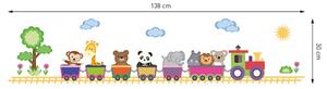 Autocolant de perete cu animale exotice într-un tren 138 x 30 cm