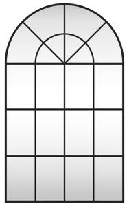Oglindă de perete, negru, 60x100 cm, arcuită, fier