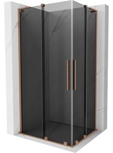Mexen Velar L Duo, cabină de duș cu ușă glisantă 100 x 90 cm, sticlă gri 8 mm, cupru mat, 871-100-090-02-43-65