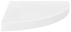 Raft colțar de perete, alb extralucios, 35x35x3,8 cm, MDF
