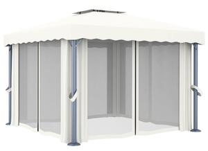 Pavilion cu perdea, alb crem, 3 x 3 m, aluminiu