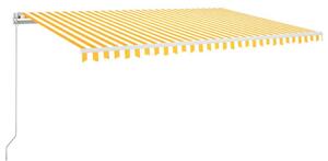 Copertină automată cu senzor vânt & LED, galben&alb, 500x300 cm