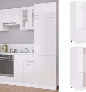 Dulap frigider, alb extralucios, 60x57x207 cm, lemn prelucrat