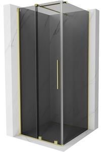 Mexen Velar, cabină de duș cu ușă glisantă 100 x 100 cm, sticlă gri 8 mm, auriu mat, 871-100-100-41-55