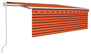 Copertină automată cu stor&senzor vânt&LED portocaliu&maro 4x3m