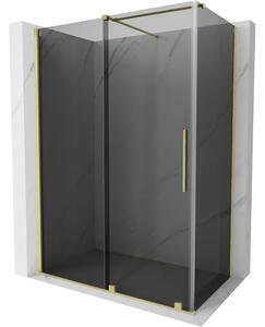 Mexen Velar, cabină de duș cu ușă glisantă 140 x 85 cm, sticlă gri 8 mm, auriu mat, 871-140-085-41-55