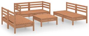Set mobilier de grădină, 7 piese, maro miere, lemn masiv de pin
