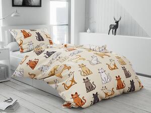 Lenjerie de pat din bumbac crem COLORED CATS Dimensiune lenjerie de pat: 2 buc 70 x 90 cm | 200 x 220 cm